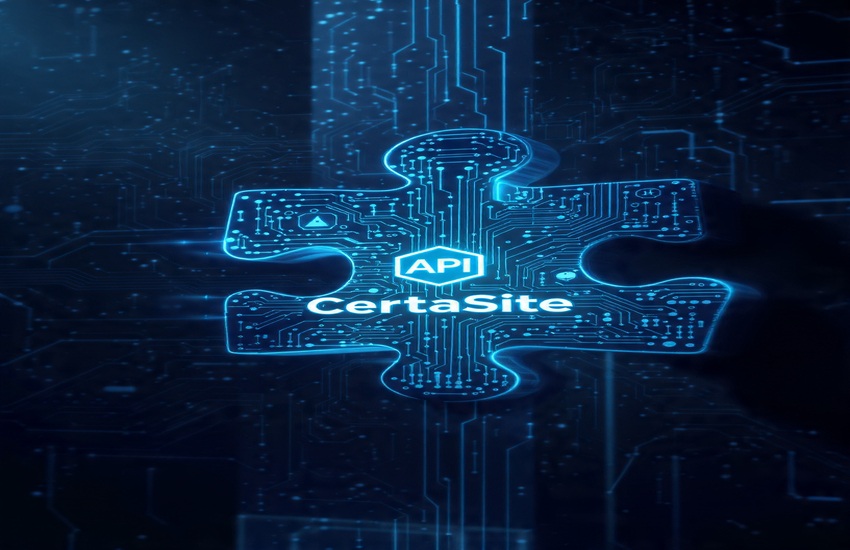 Digital puzzle piece symbolizing APi Group’s acquisition of CertaSite, with circuit-like patterns representing operational integration and synergy