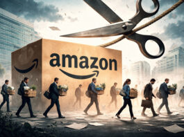 Metaphorical illustration representing Amazon corporate layoffs amid workforce restructuring and efficiency focus