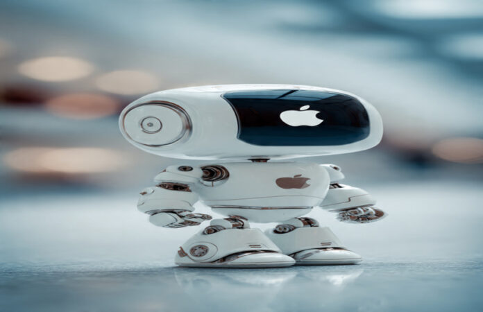 Futuristic Apple-branded robot symbolizing AI integration and next-gen wearable interface design