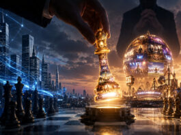 Metaphorical image of Comcast’s connectivity business and NBCUniversal’s entertainment assets separated on a strategic media chessboard.