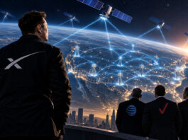 SpaceX Starlink Wireless Network connecting satellites with terrestrial cellular towers across the United States