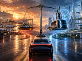 Tesla-inspired electric car facing a balance between mass vehicle deliveries and a future built around robotaxis, AI and humanoid robotics.